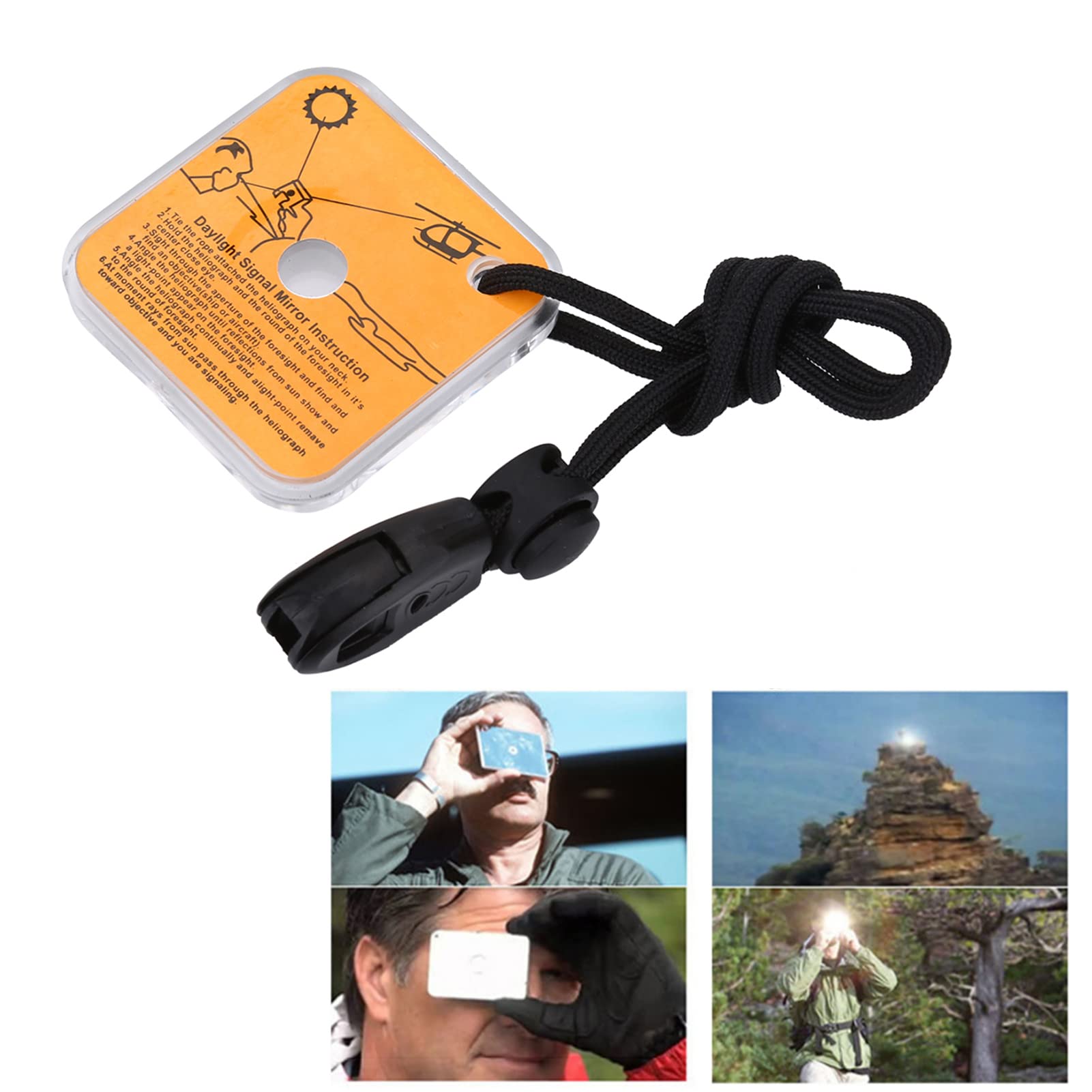 RiToEasysports Espejo de Supervivencia con Espejo de Señal, Espejo Reflector Multifuncional, Kits de Supervivencia con Espejo de Señal de Rescate de Emergencia para Expedición, Exploración,