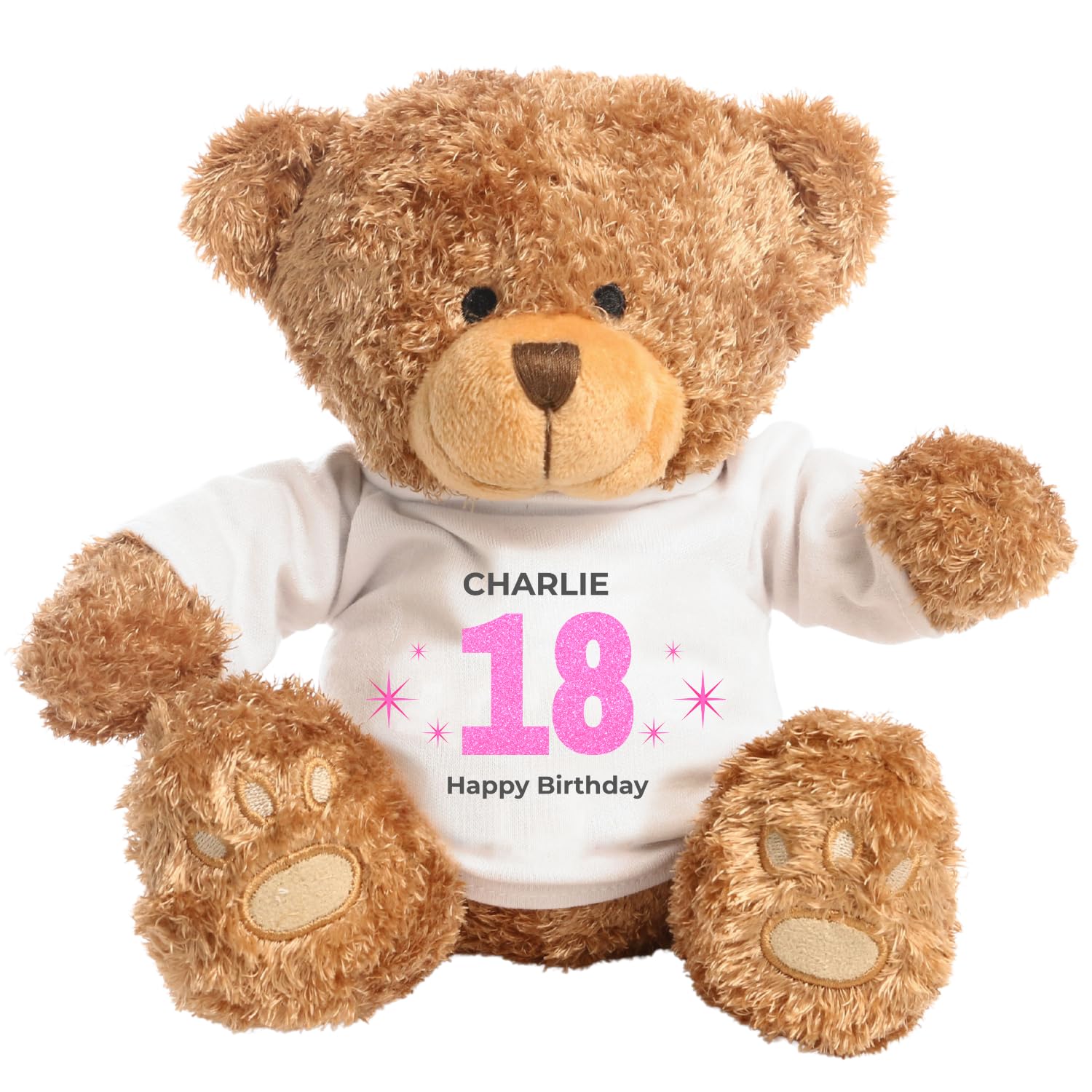 Dotty Moo Personalised 18th Birthday Classic Teddy Bear Gift for Her Him | Custom Name Keepsake Plush Bear | 18th Birthday Present (Pink)