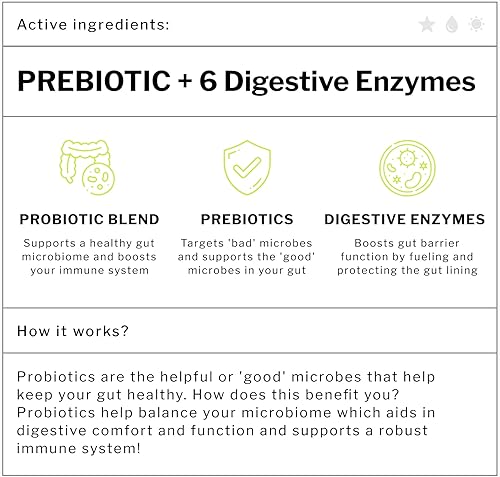 Miniatura 2 de Gotas probióticas para mujeres y hombres, enzimas digestivas con probióticos y prebióticos, suplemento para la salud intestinal y alivio de la