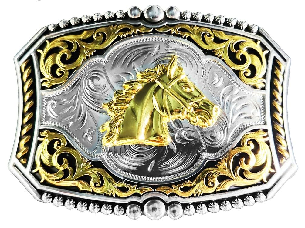 Boucle de ceinture tête de cheval Modestone en filigrane d'argent - 2