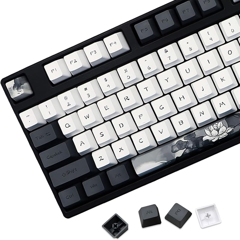 JSJT Ink Lotus PBT Mechanikus Billentyűzet Keycap szett 140 gomb OEM profil