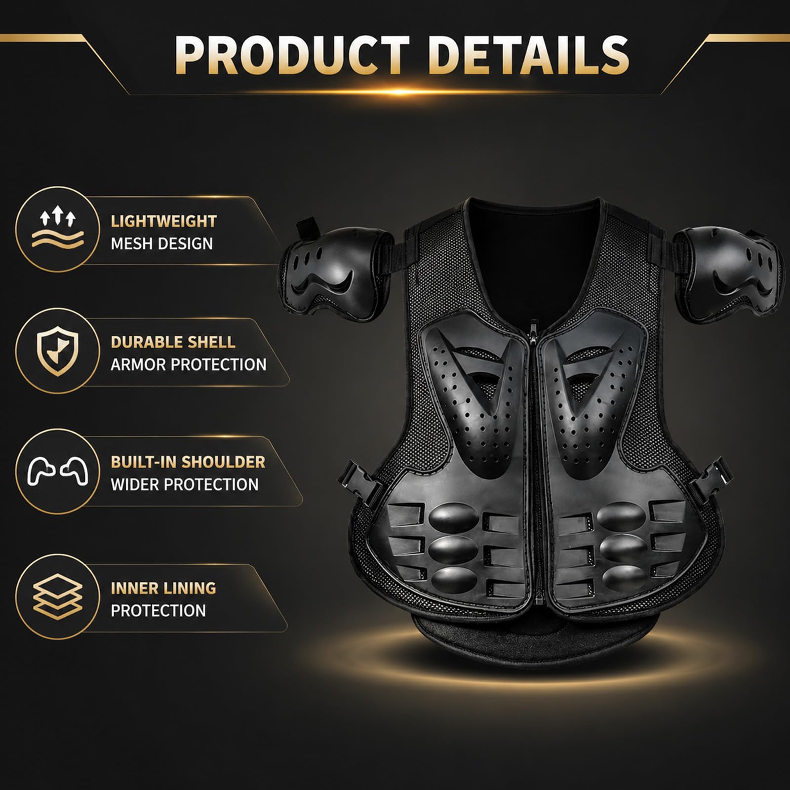 Equipo Dirt Bike Niños, Armadura Motocross Ajustable, Protector Pecho Moto con Coderas y Rodilleras para Niños 4-12 Años, Protección Corporal Transpirable para ATV BMX MTB