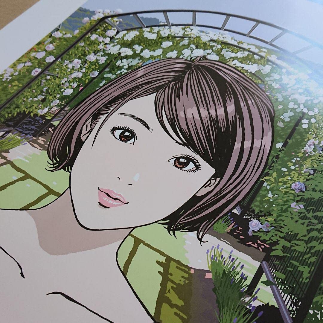 32 額装品 江口寿史 イラスト 額 ポスター風 水俣市観光ポスター挿絵 Central Pk