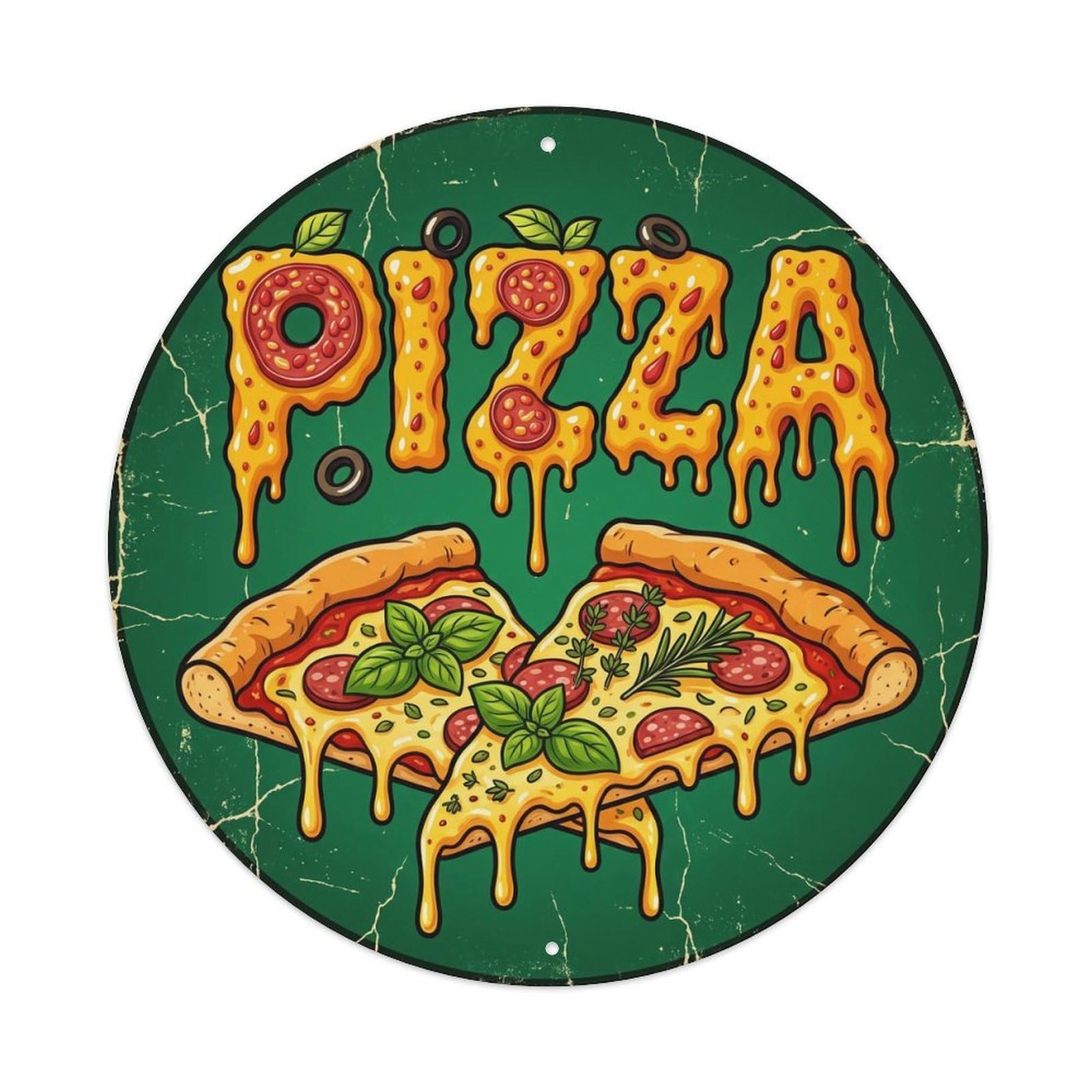 Huiyhb 8X8inch(20X20cm) Vintage Pizza Slice Italian Herb Metal Tin Sign