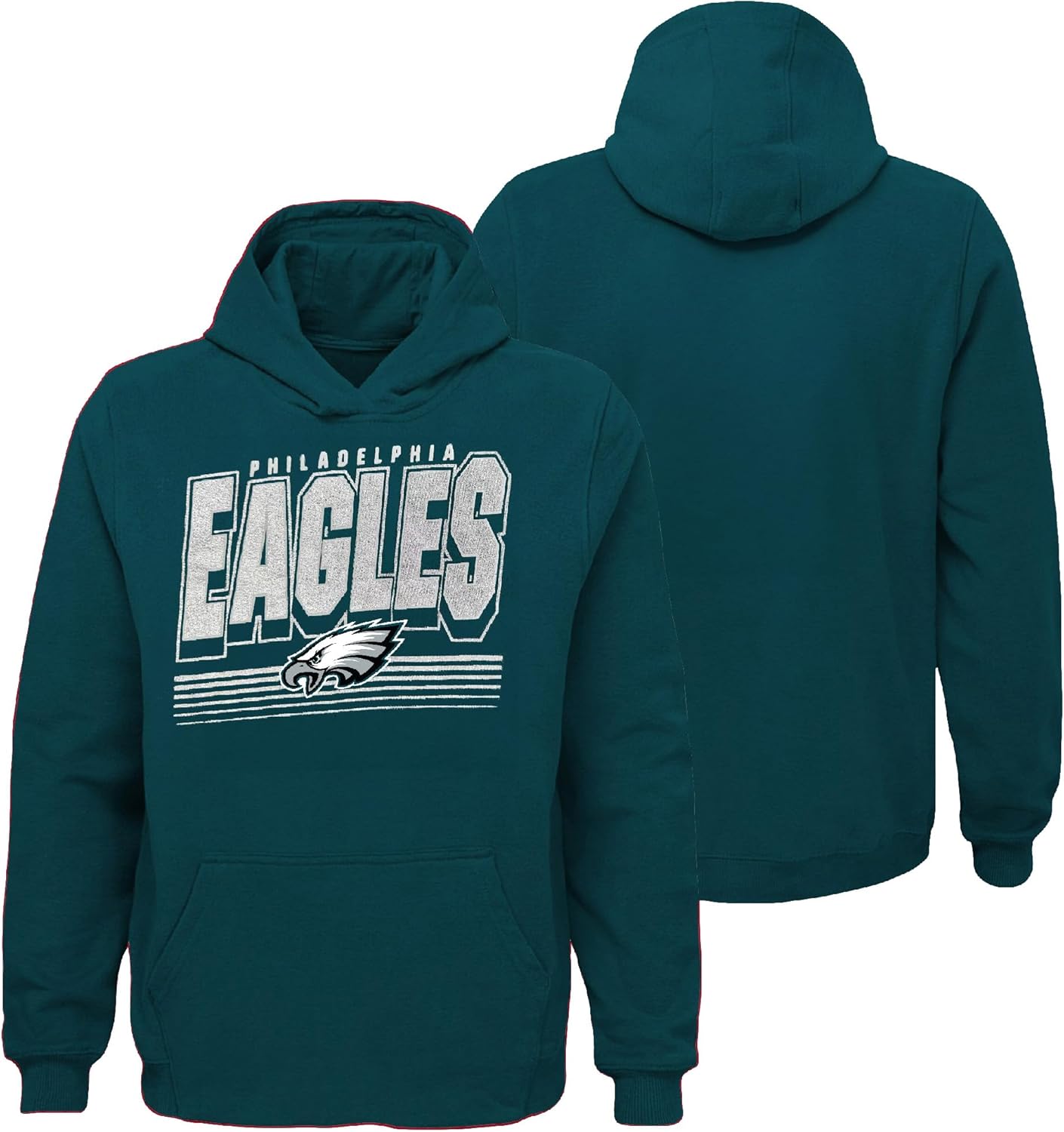 Outerstuff NFL Kids Youth 8-20 Tailgate Team Color Primary Logo Pullover Sweatshirt Hoodie (8, Philadelphia Eagles)