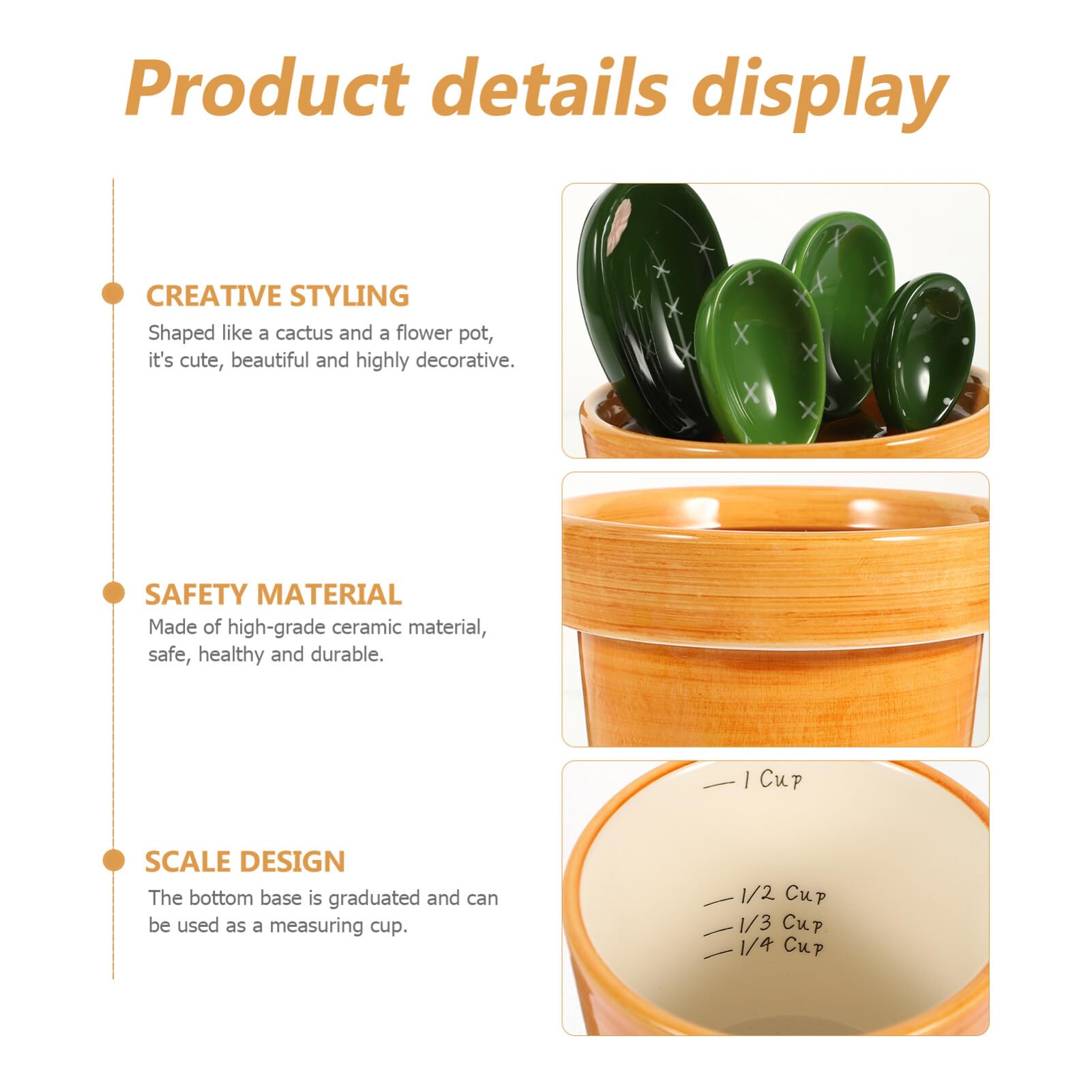 Cuillère Doseuse Cactus 1 Set en Céramique Support 290 Ml