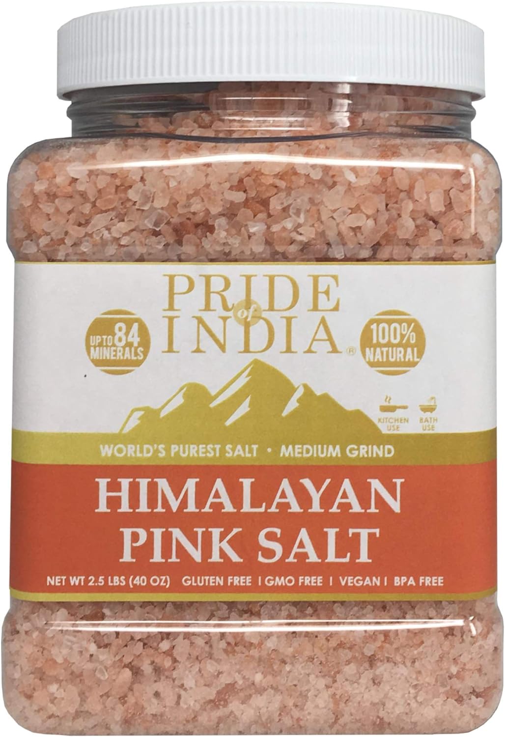 Pride Of India Pure Himalayan Pink Salt Enriched w/ 84+ Natural