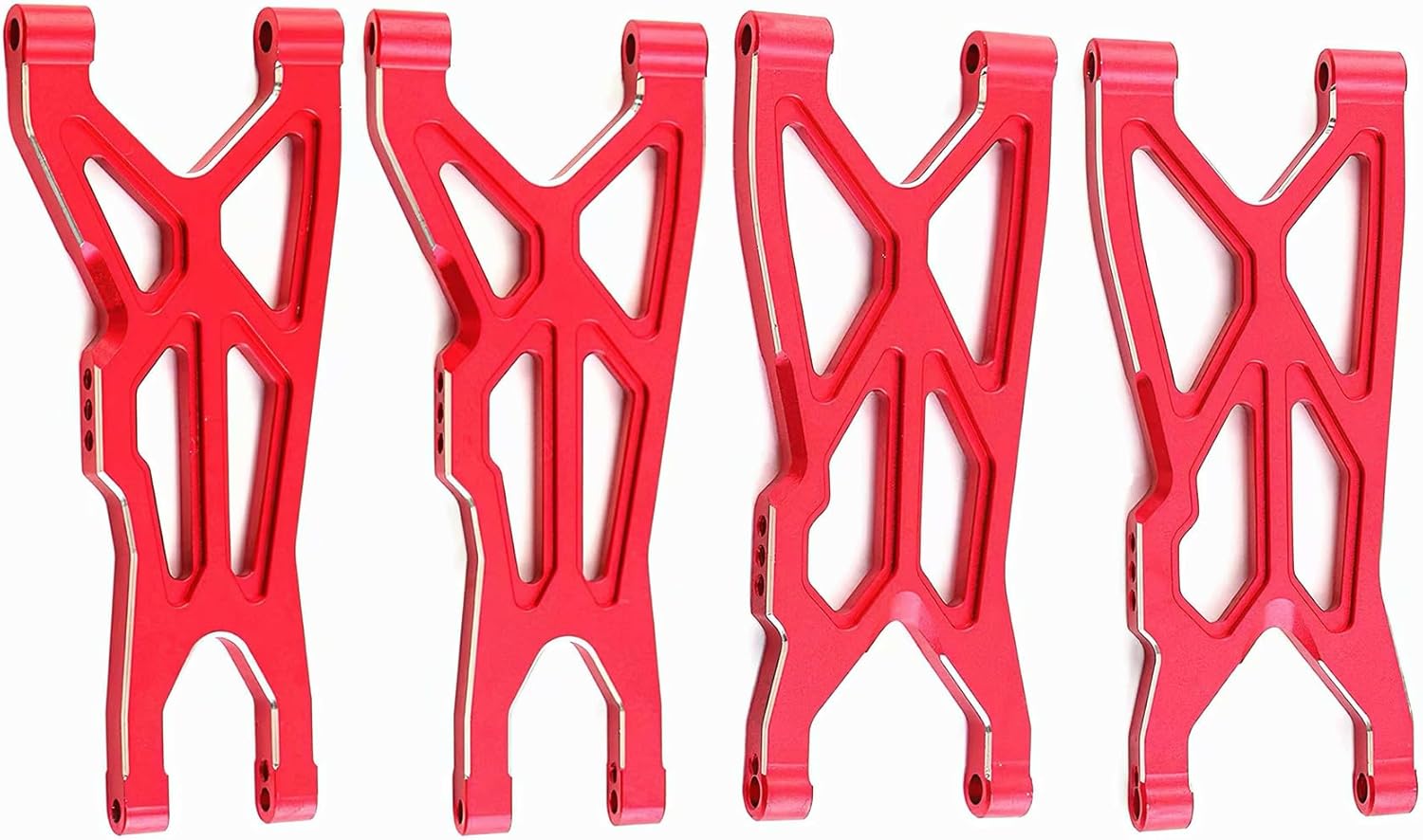 Aluminum Front and Rear Suspension Arms Set Swings Arms Upgrades Part for 1/10 Arrma Big Rock 3S BLX V3,1/8 Typhon 3S BLX 4x4 RC car,Replacement of Parts #AR330543 AR330540.(Red)