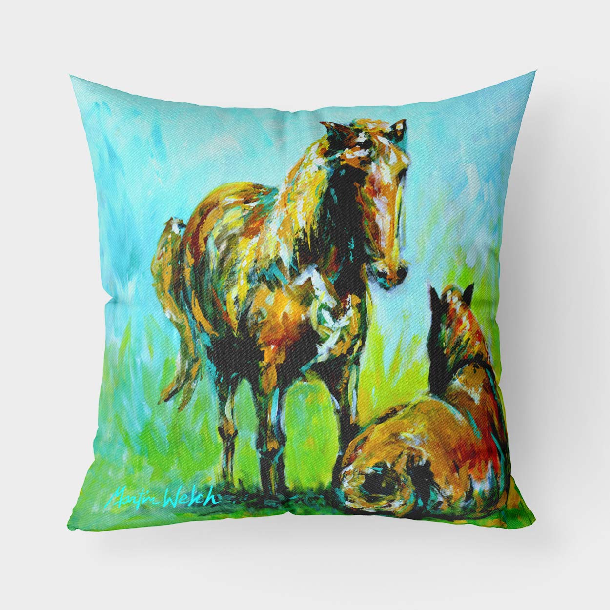 Oreiller décoratif Mw1126pw1818 cheval Grazin sur toile pour salon de campagne