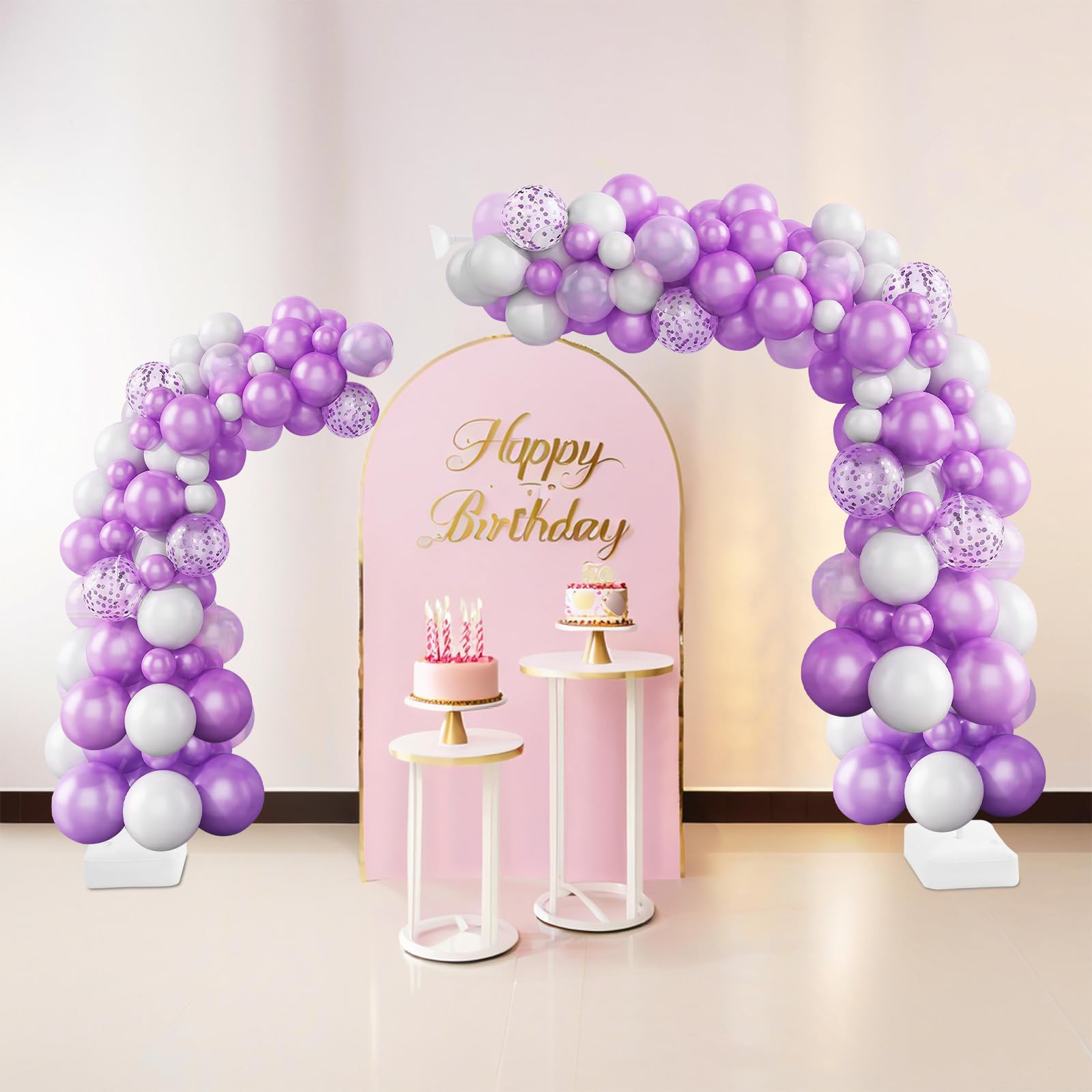 Kit de cadre d'arche de ballon, support de ballon demi-arche, support de ballon à flexion libre, kit d'arche de ballons pour anniversaire, mariage, fête prénatale, remise de diplôme, 2,5 m et 1,5 m