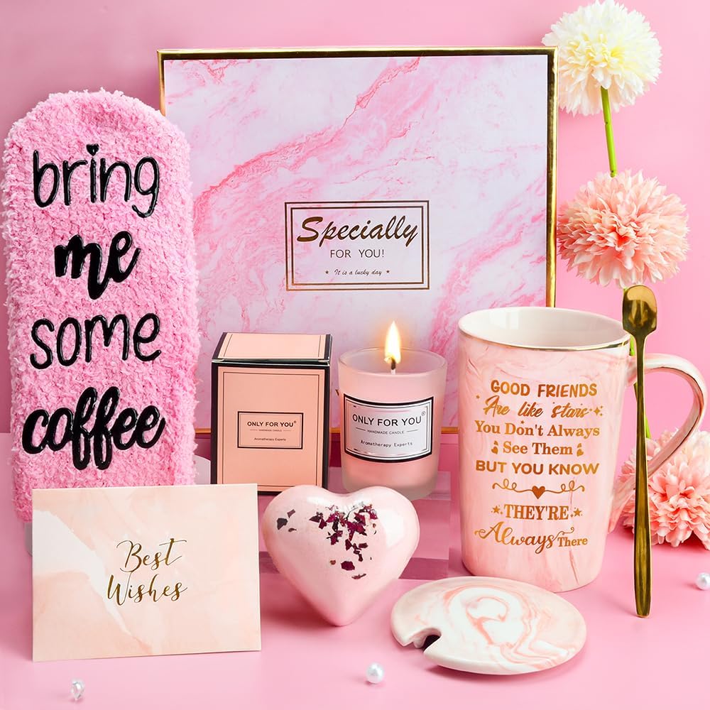 Birthday Gifts for Women, Birthday Pamper Gifts for Friends, 14 OZ Pink