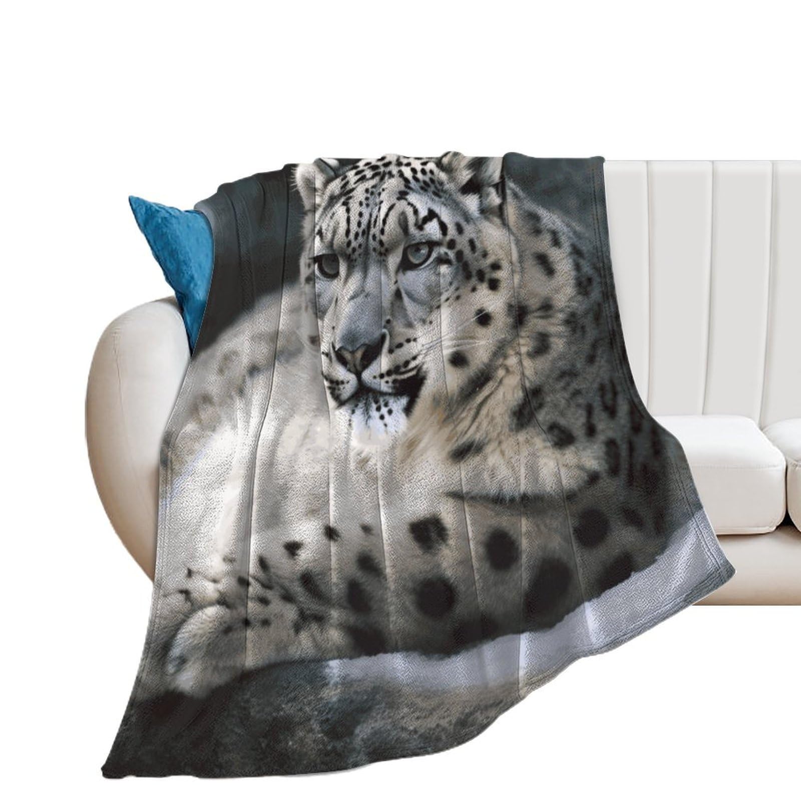 Couverture douce pour femme plaid chaud léopard des neiges jeté de lit déco