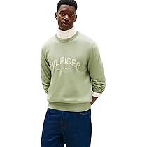 Tommy Hilfiger Uomo Felpa Brand Identity con Scollo Rotondo, Verde (Earth Sage), M
