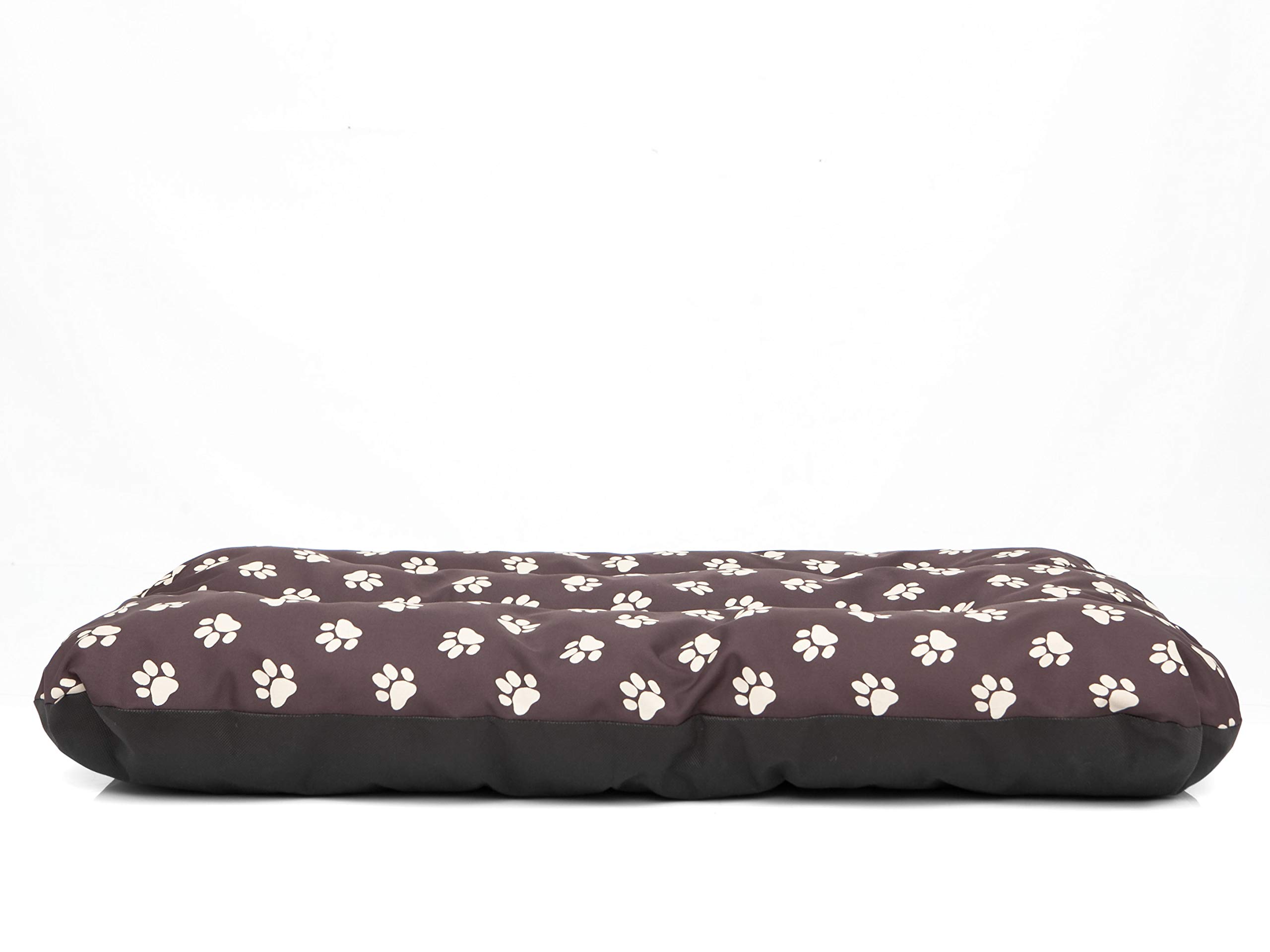Colchón para perros, sofá para perros, cojín para perros, sofá, colchón, cama, cama para mascotas, suave, cojín R2 – 100 x 70 cm, color marrón oscuro con huellas