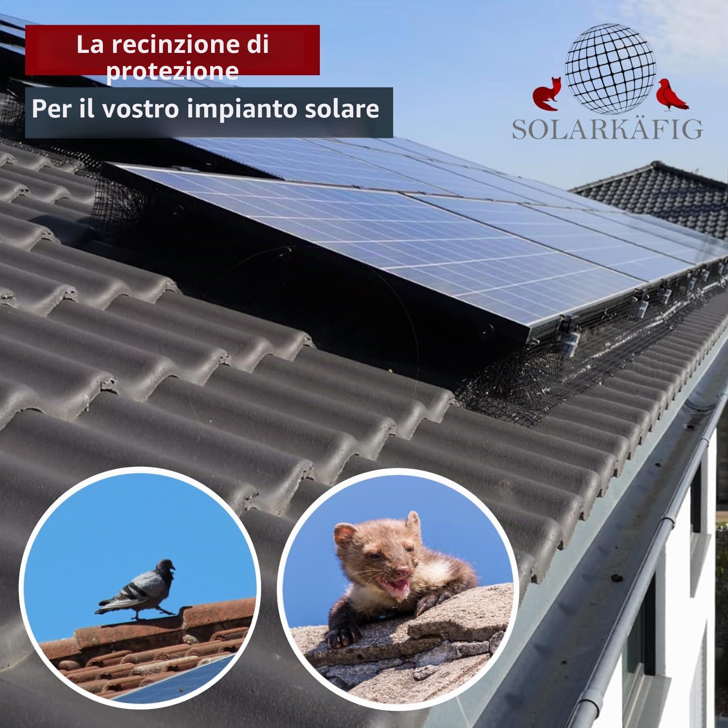 Recinzione di protezione per tetti, impianti solari per la protezione delle piccioni, protegge in modo affidabile da parassiti come martore, piccioni, uccelli e altri piccoli animali