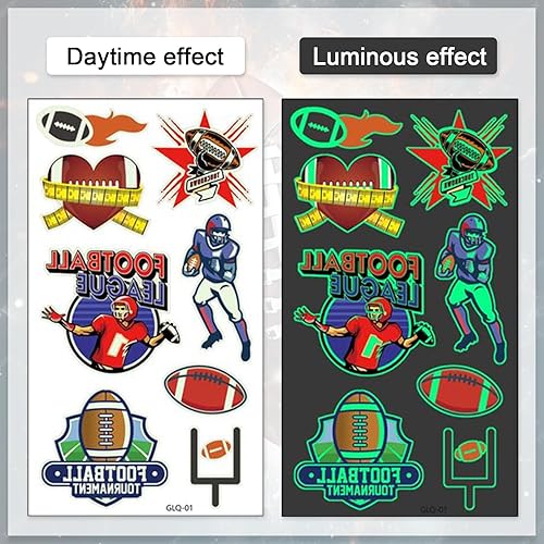 Miniatura 2 de 10 hojas de tatuajes temporales de fútbol americano, tema deportivo, palabras de retoque temporal, tatuaje temporal del Super Bowl, tatuaje falso
