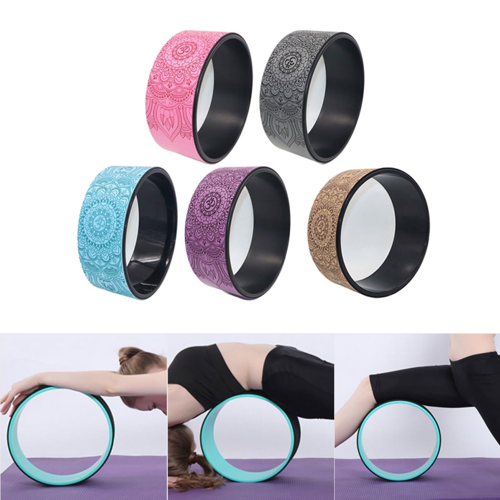 Ruota da yoga per stretching della schiena, 32 x 13 cm, rullo per allenamento addominali, supporto sicuro per principianti e gravidanza