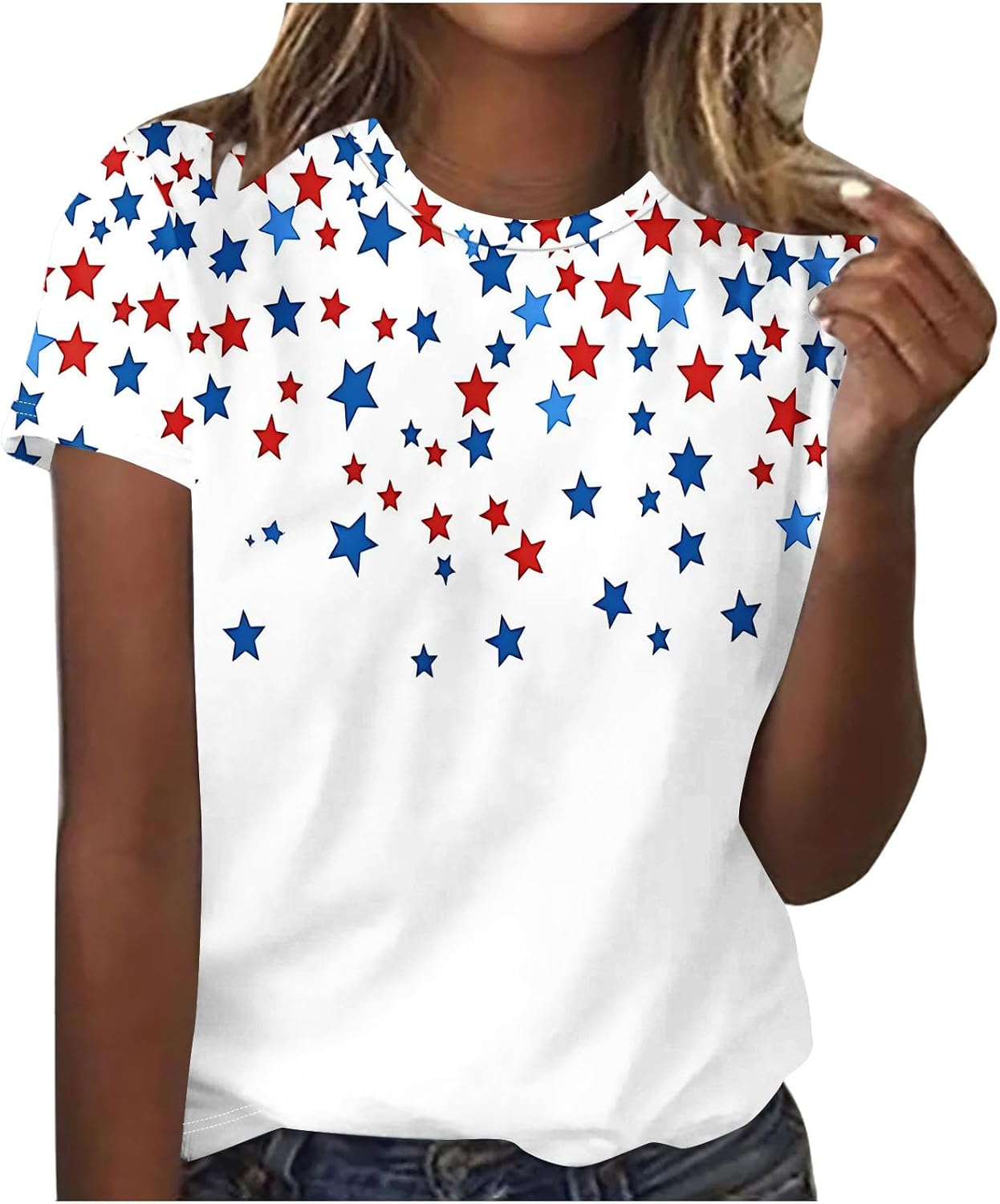 Independence Day Women's Crew Neck Short Sleeve Casual Comfort Lightweight Quick Dry Fashion Blouse Tops