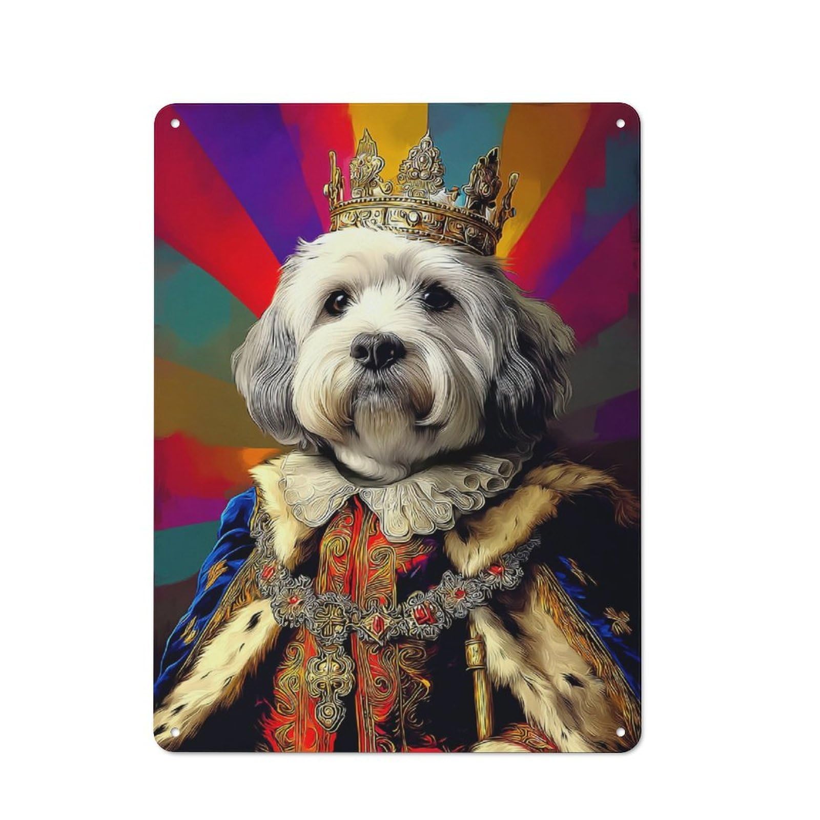 Junmoney Royal Canine Majesty Portrait -4 40X30cm Rustic Tin Sign With For Living Room Or Hallway, For Vintage Wall Decor Fans, For Themed Room Decoration
