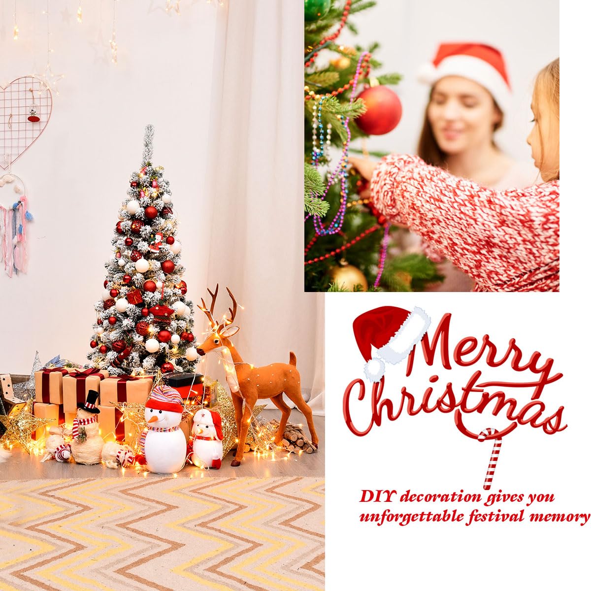 Albero Di Natale LIFEZEAL 180 Cm Con Luci LED Bianche Calde E Neve, 519 Punte, PVC/PE Ignifugo