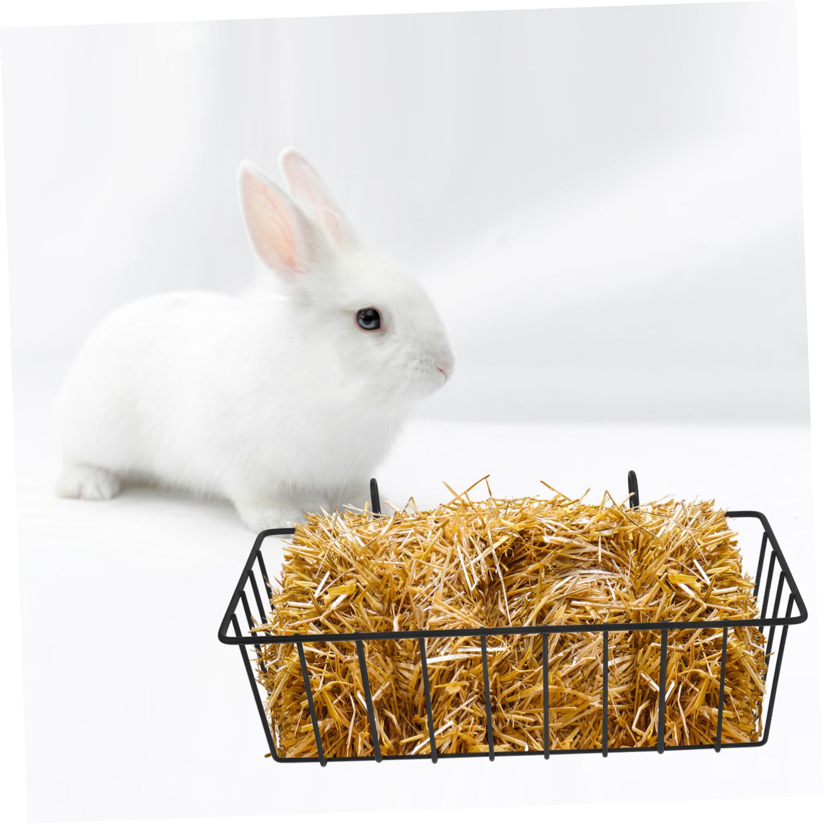 TOYANDONA Set 2 Rastrelliere Mangiatoia Sospesa in Metallo Nero per Conigli e Piccoli Animali, Supporto Pieghevole per Fieno da Gabbia, Facile Montaggio e Risparmio Spazio per Cavie