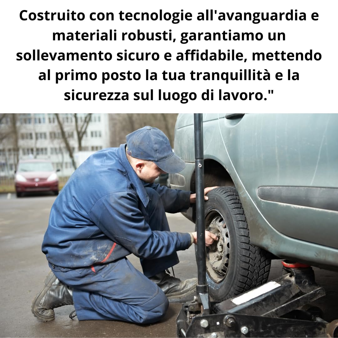 Cric Idraulico per Auto 4T con Doppio Pistone e Ruote Bidirezionali a Cuscinetto, Sollevatore Auto con Assetto Ribassato per Veicoli - DE ROSA SHOP