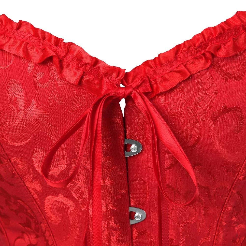 SHYMMUO Corset Tops for Women Sexy Overbust Bustier Lace Up Strapless Party Club Fairycore Renaissance Halloween Costume: Small Red