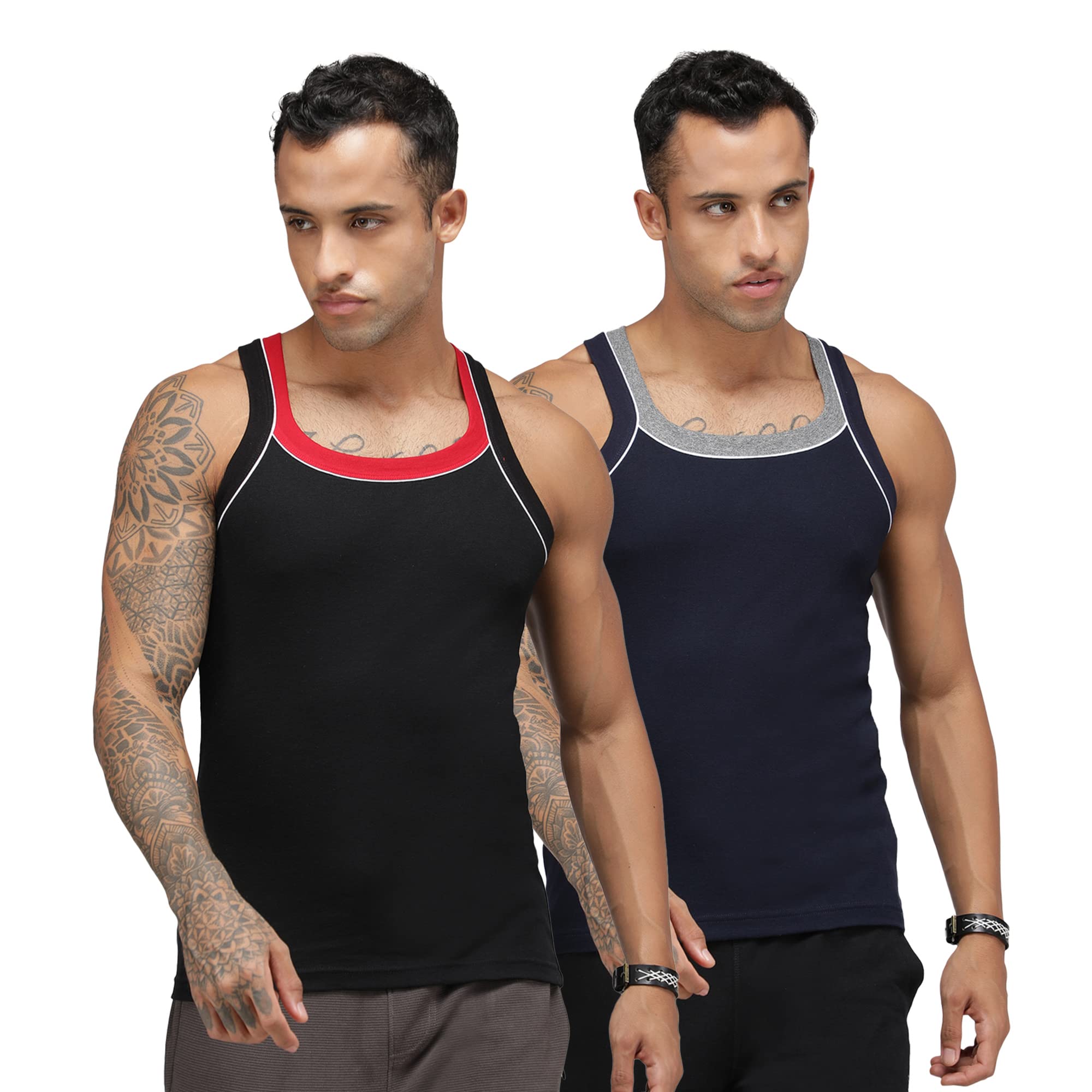 sporto Men's Round Neck Solid Vest, 100% Super Combed Cotton, Ultra Light, Sleeveless - Combo Pack-picture-14