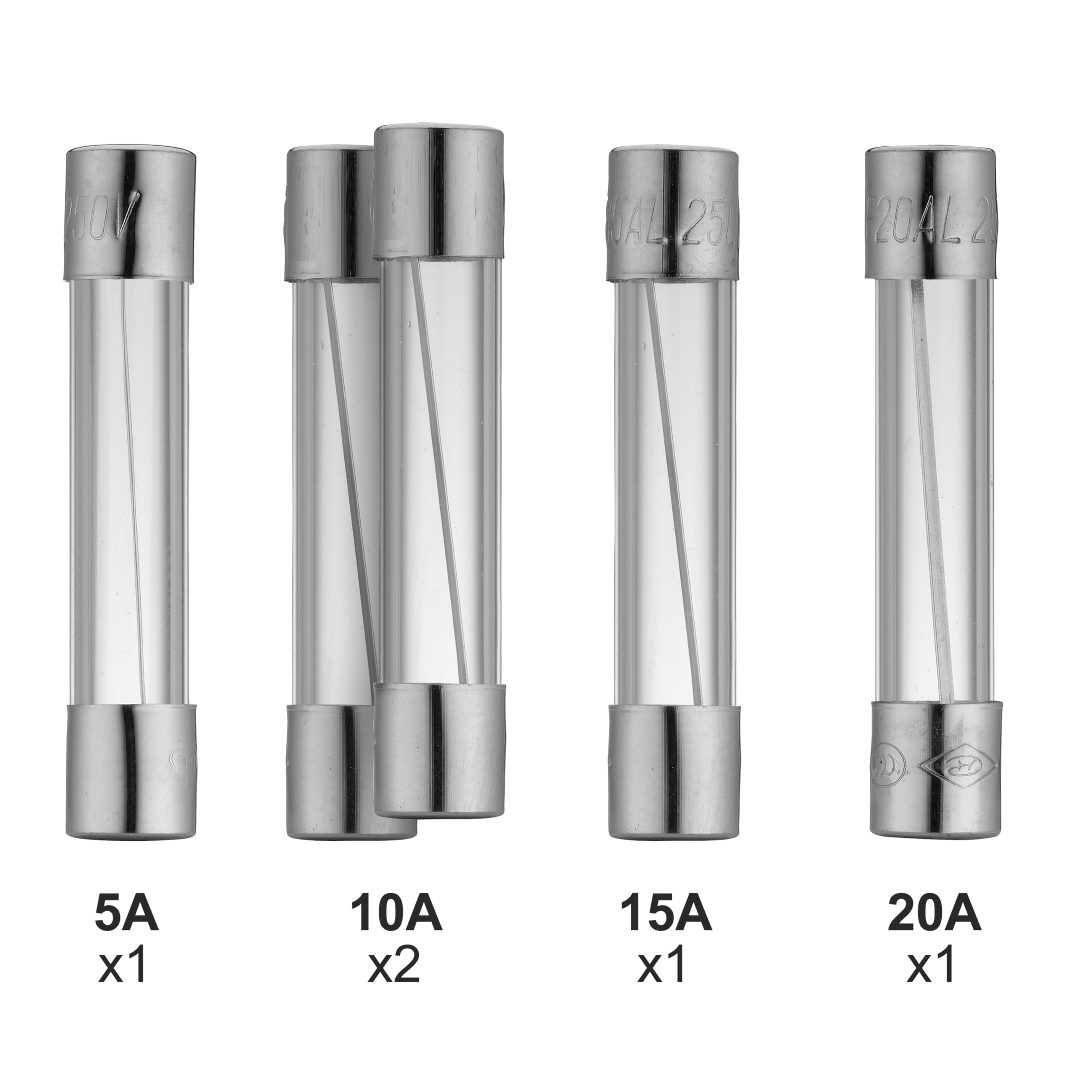 DEBFLEX 5 Glass Fuses 1 x (5A, 15A, 20A) 2 x 10 A, grey - Image 2