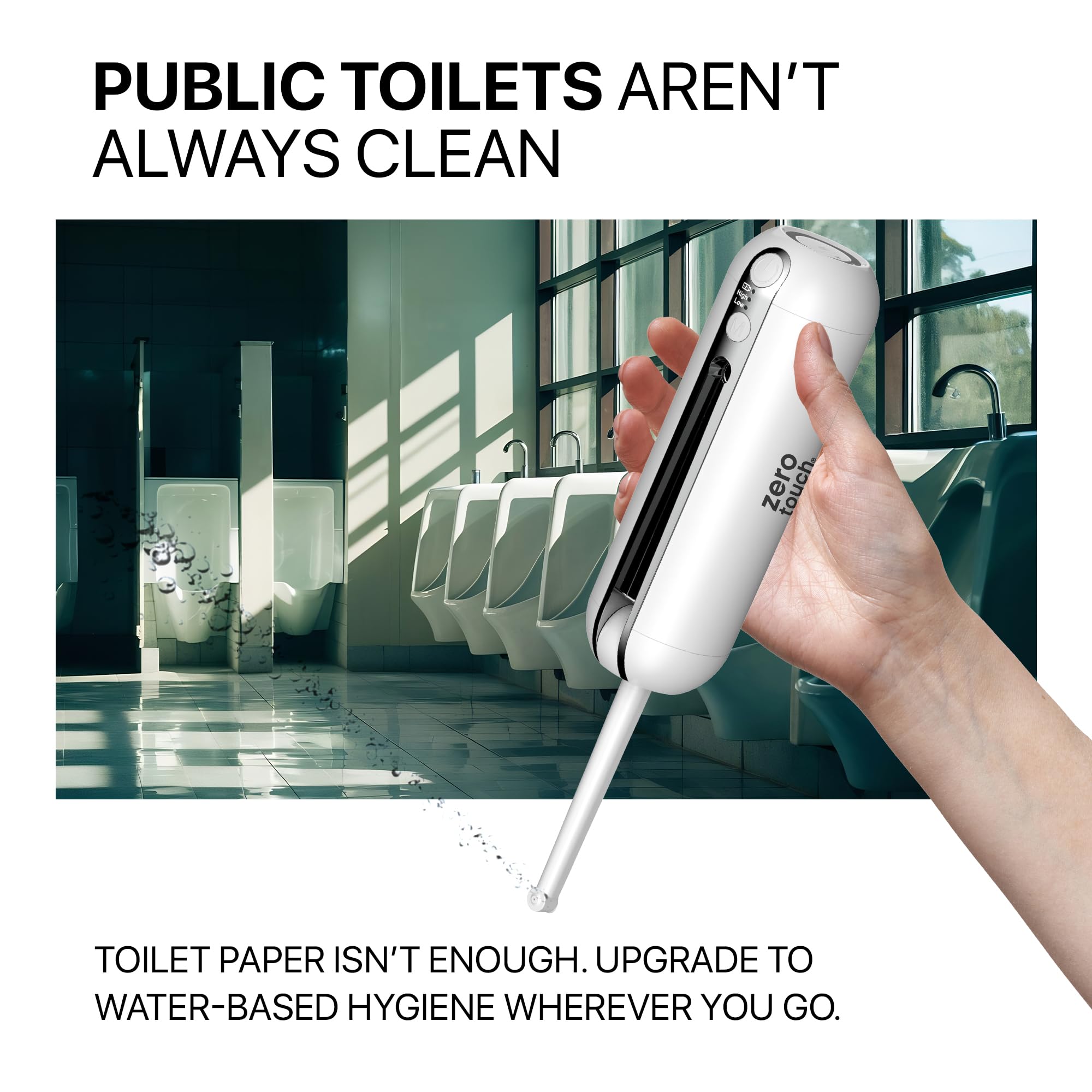 ZERO TOUCH | ZT (GO) Rechargeable Portable Bidet | Dual Wash Modes, 30+ Days Battery Life | Adjustable Pressure, 300+ Washes, IPX64 Water-Resistant | Compact Design, Premium Travel Case, 2-Year Warranty 1
