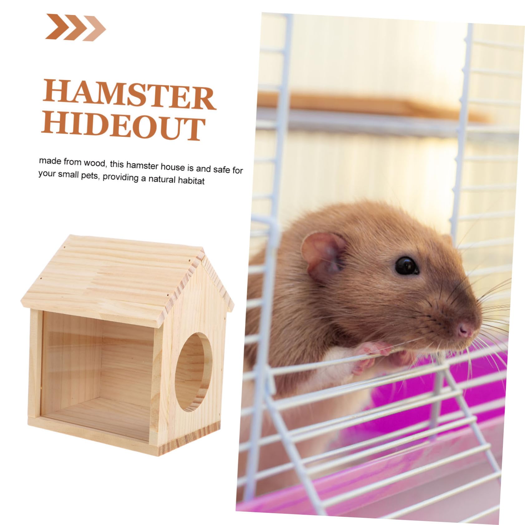 Holzhamsterhaus mit Transparentem Aufbau, Abnehmbar für Hamster