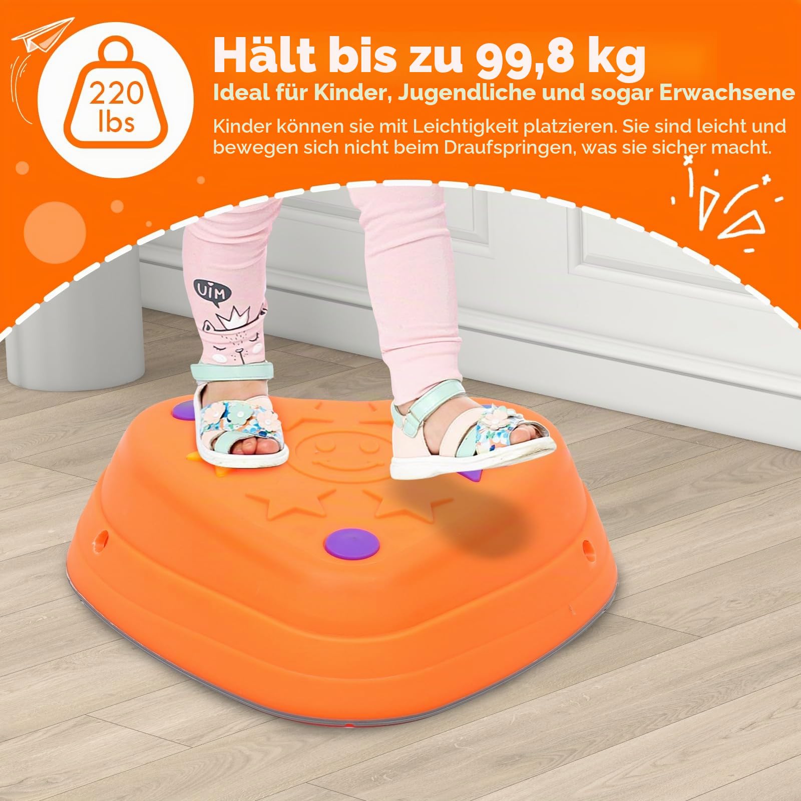 Balanciersteine für Kinder zur Förderung von Balance, Motorik & Koordination,6 PCS Rutschfeste Balanciersteine für Innen- und Außenbereiche, für Schulen, Kitas & Therapiezentren