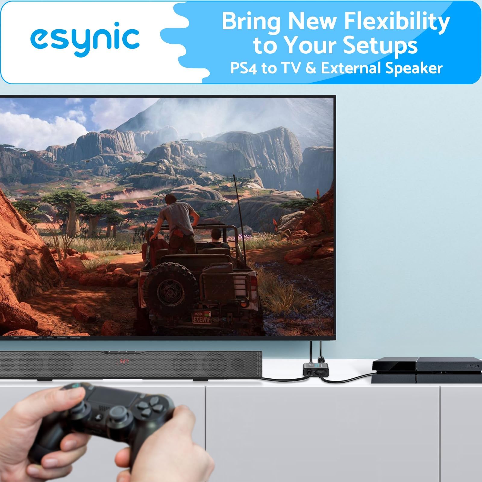 eSynic Extractor de Audio HDMI 4K@30HZ Con Adaptador Óptico - Compatible Con Dolby DST 1080P - Cable USB Para HDTV, BLU-Ray, PS5, Barra de Sonido