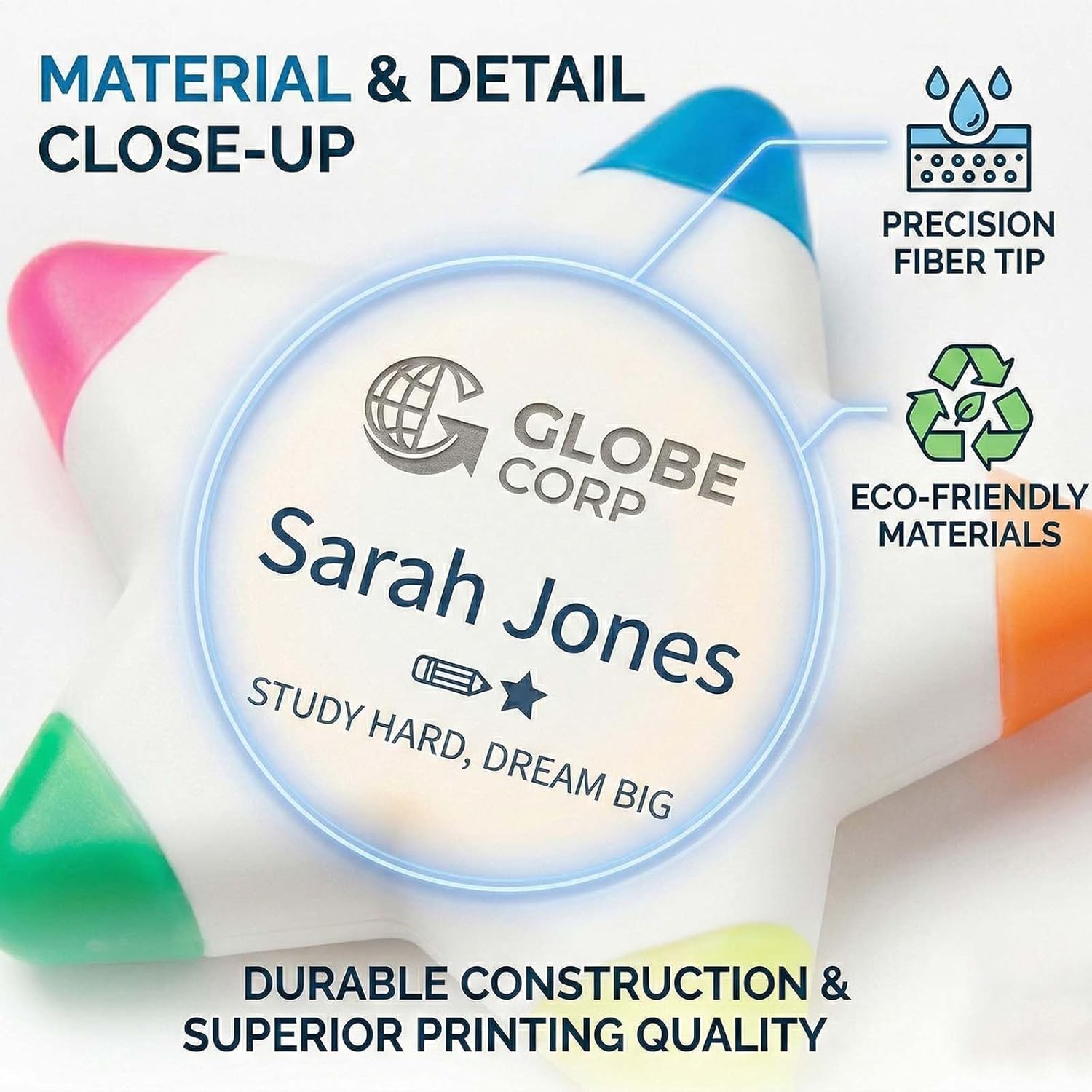 10/50/100 Pcs Personalized Highlighters with Custom Text/Logo, Bulk Fluorescent Markers for Business Office, School, Wedding Favors & Events