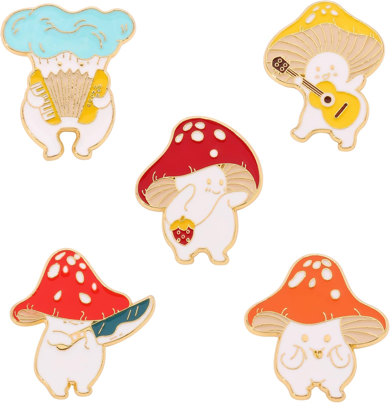 rongji jewelryNovelty Animal Frog Enamel Pin - Cute Mushroom Plant Lapel Pins Badge Brooch Jewelry Accessory for Bags Clothes Caps