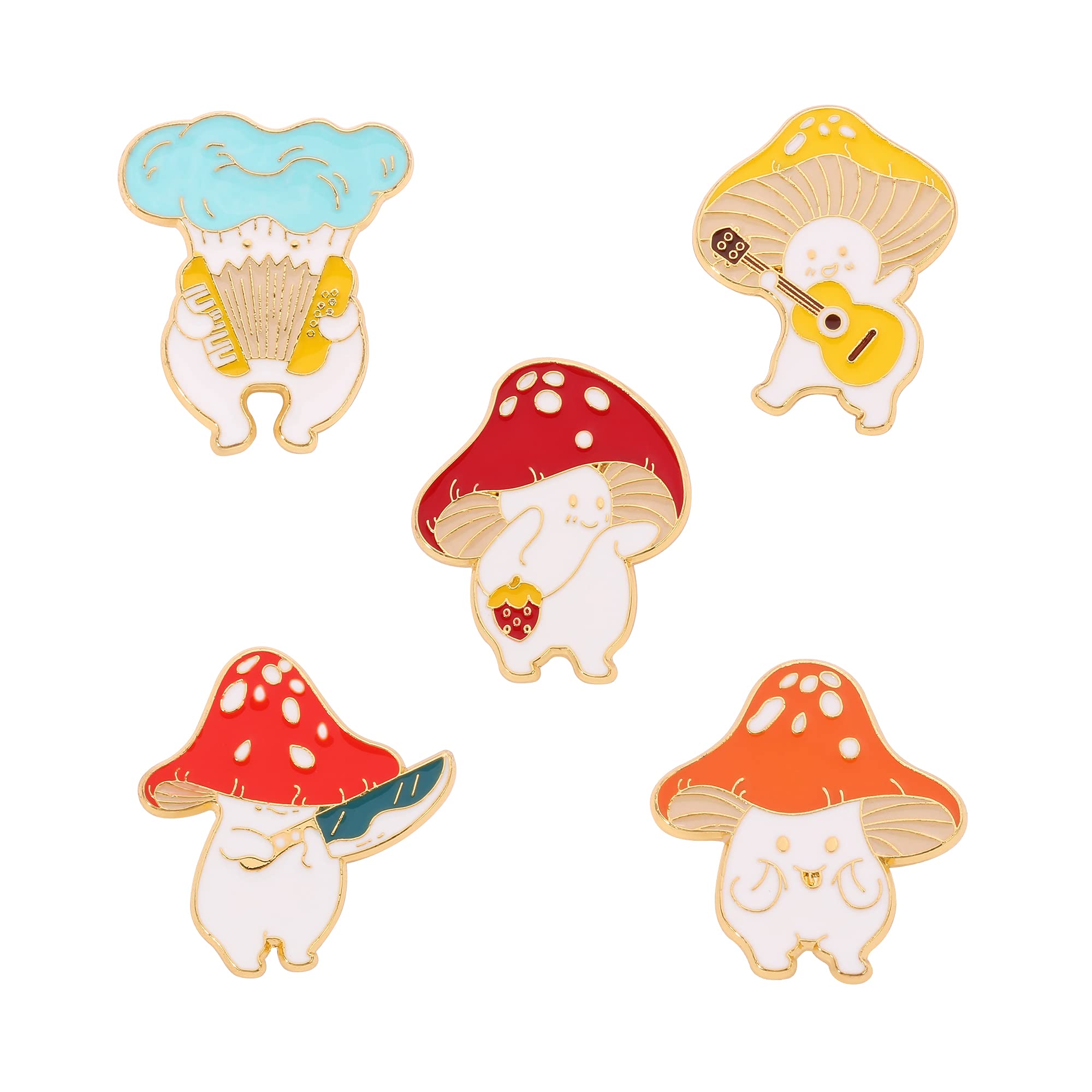 rongji jewelryNovelty Animal Frog Enamel Pin - Cute Mushroom Plant Lapel Pins Badge Brooch Jewelry Accessory for Bags Clothes Caps