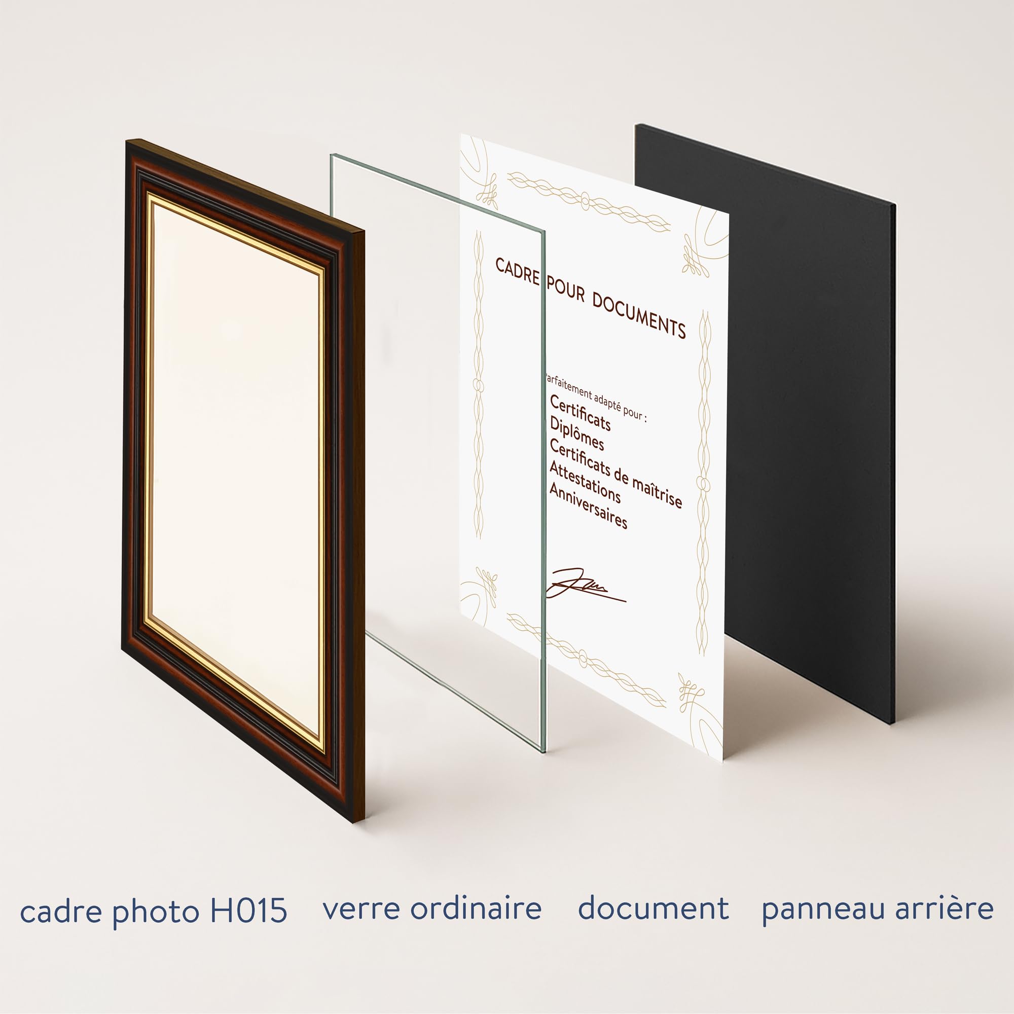 WANDStyle Cadre photo A3 bois, cadre diplome A3 marron, cadres photo pour certificats, cadres photos 30x42 cm vintage, encadrement tableau à suspendre, picture frame H015 - Made in Germany