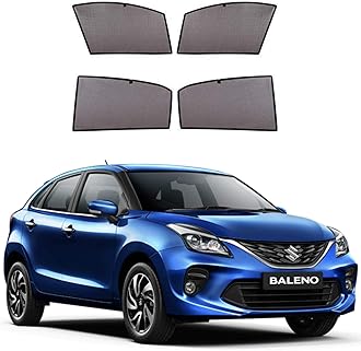 Car Window Sun Shade/Curtain for Maruti Suzuki Baleno All Models - Black Color (Pack of 4)