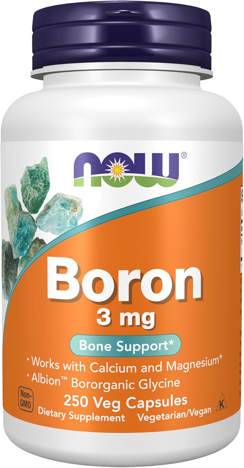 Now Supplements,Boron 3 mg (Bororganic Glycine),Structural Support*,250 Veg Capsules,(Pack of 2)