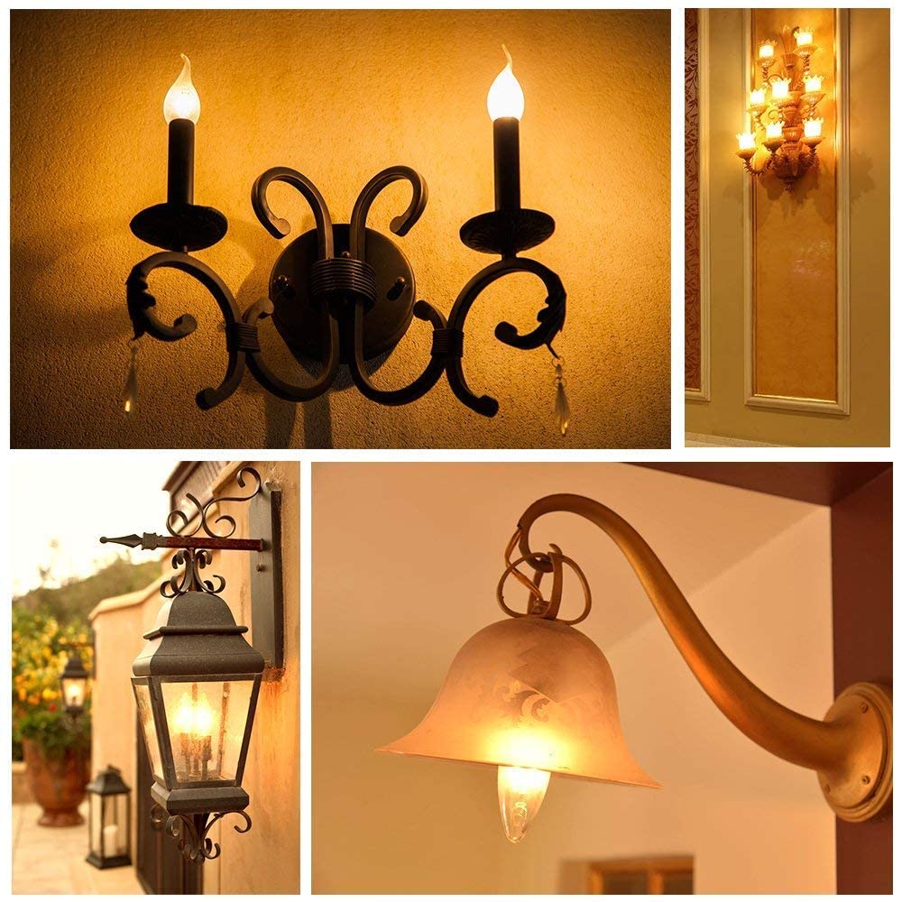 YSJX lighting, Paquete de 50 bombillas de filamento Led AC220V C35L 4W E14 bombillas de vela LED blanco cálido 2700K lámpara Led Vintage Bombillas para el hogar