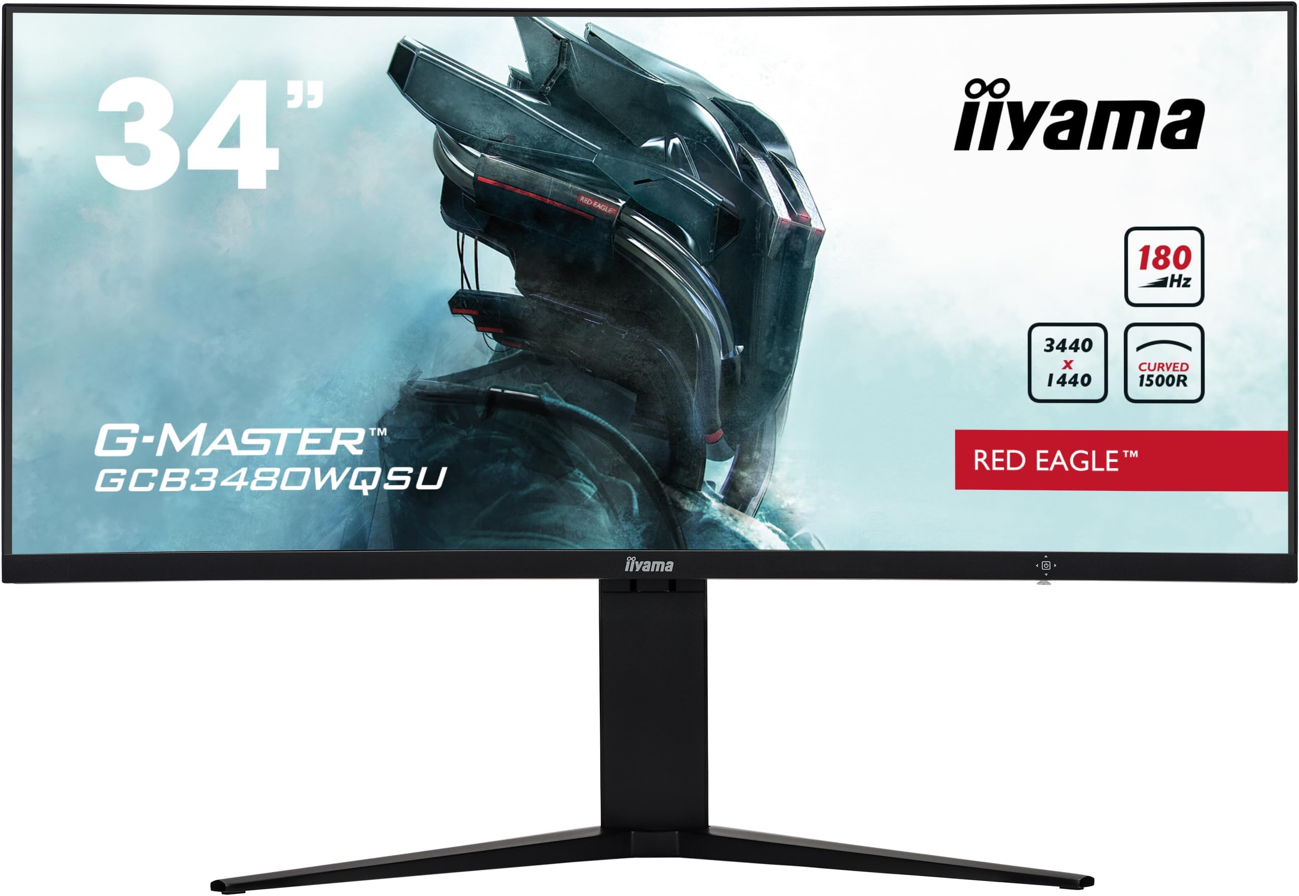 iiyama G-Master GCB3480WQSU-B1 34 inch 180Hz Curved WQHD Pro-Gaming Display, 0.4ms (MPRT) VA LCD with FreeSync™ Premium Pro, 3440x1440, 2 x HDMI, 2 x DisplayPort, Height Adjustable Stand