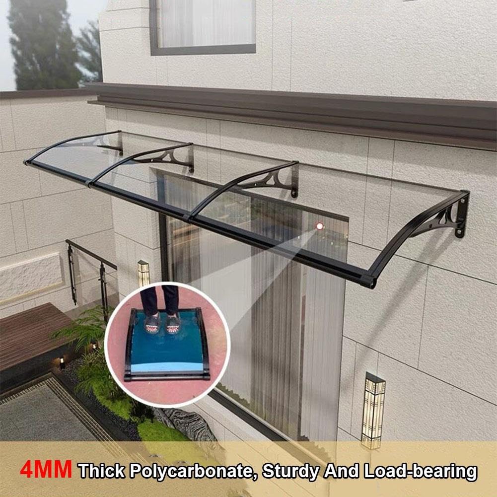 Auvent Porte Fenêtre avec Gouttière, Profondeur 60 cm, Polycarbonate 4 mm