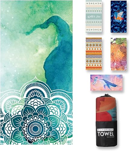 abinise Toalla de playa de microfibra, 32 x 62 pulgadas para niños, hombres, mujeres, niñas, niños, de gran tamaño, de secado rápido, a prueba de