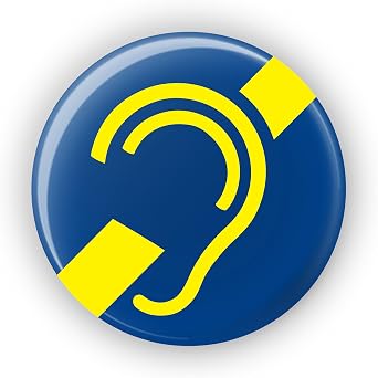 Hearing Impaired Deafness Deaf Symbol 06 - Hidden Disability Awareness - Pin Button Badge Sunflower - 45mm