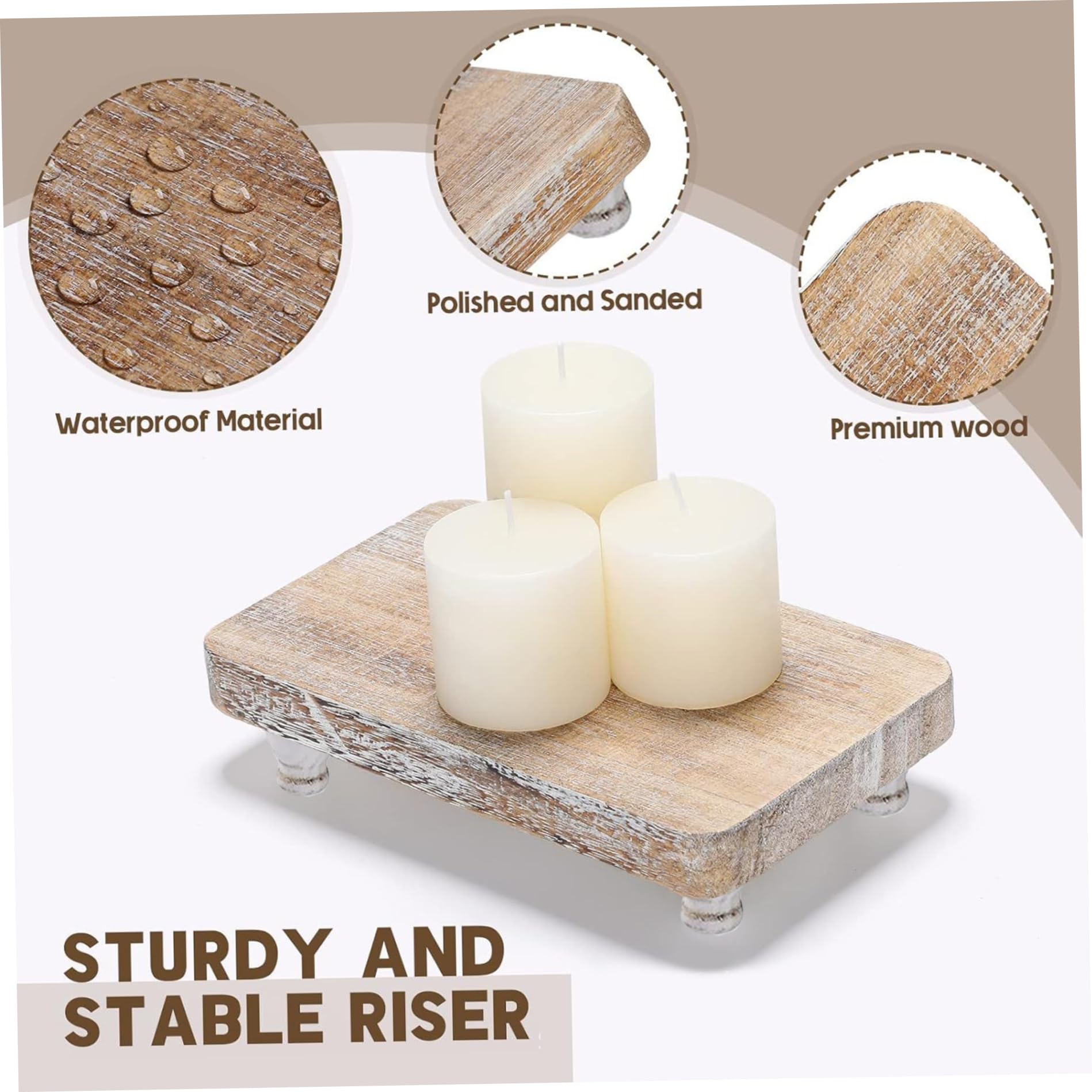 Espositore con piedistallo in legno, rettangolare, per bar e tavolo da pranzo, 33 x 25 cm, elegante vetrina per decorazioni domestiche ed eventi