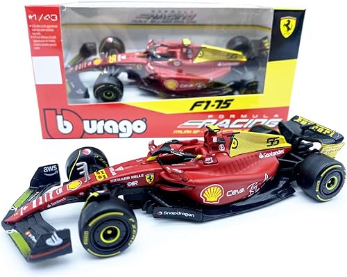 Miniatura 7 de Bburago 143 2022 F1-75 #55 75th Anniversary Carlos Sainz 143 Fórmula Uno de carreras de aleación de coche de carreras modelo de vehículos (biao 75th
