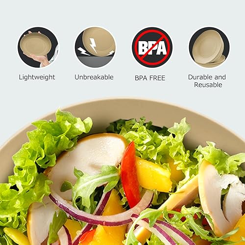 Miniatura 4 de Numkey Juego de 8 platos de paja de trigo de 8 pulgadas  Platos de cena irrompibles  Platos de plástico para cocina, campamento y fiestas