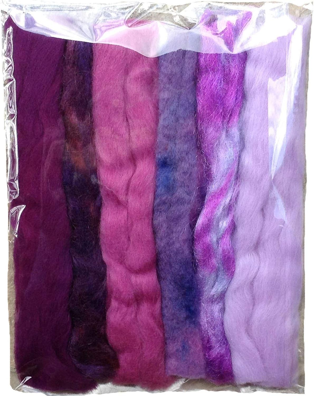 Magic Wool Fiber for Needle Felting Wool Fairies, Angels, Mermaids and Waldorf Dolls. Super soft Merino Roving, hand dyed BFL Luster Wool and sparkling Firestar. 4 Multi Fiber Samplers 1oz each