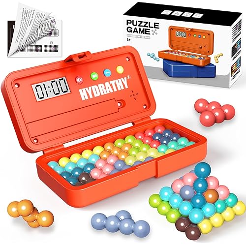 Brain Teaser Puzzles Games for Kids Adults with Timer, 2 Modes Handheld Travel Games, Single Player Mind Challenge Toys, STEM Montessori Educational Gifts for Kids 3+, Teens & Adults (Red)