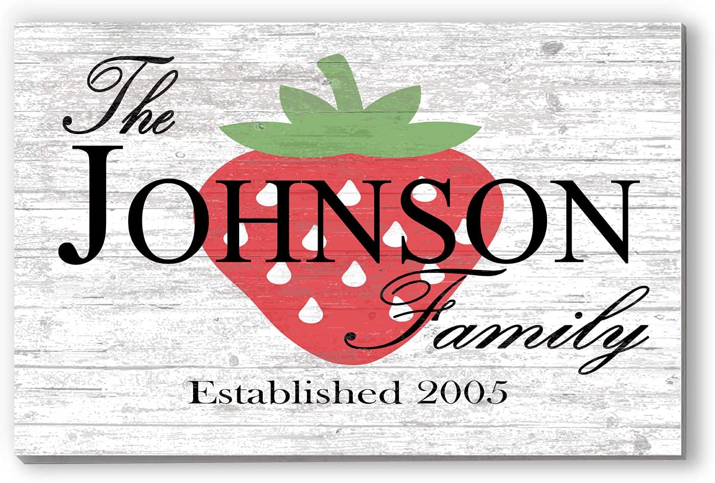 Family Name Sign with Established Date Strawberry Design Summer Seasonal Decor Custom Personalized Farmhouse Decor Wall Art